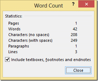 Word count shortcut mac