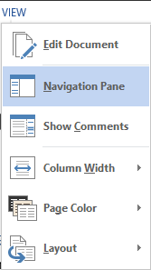 Word View Navigation Pane