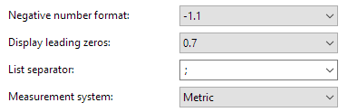 Regional settings