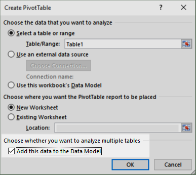 distinct count - create PivotTable