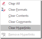 clear hyperlinks - remove all hyperlinks