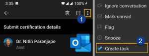 Convert mail to task on outlook mobile
