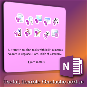 Onetastic add-in for OneNote