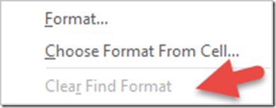 clear find format