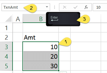 How to define a Range Names in Excel