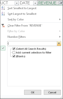 Filter on Blanks - Results