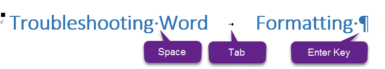 See Word Formatting - hidden characters