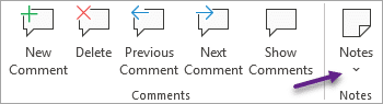 Notes menu next to New Comments menu