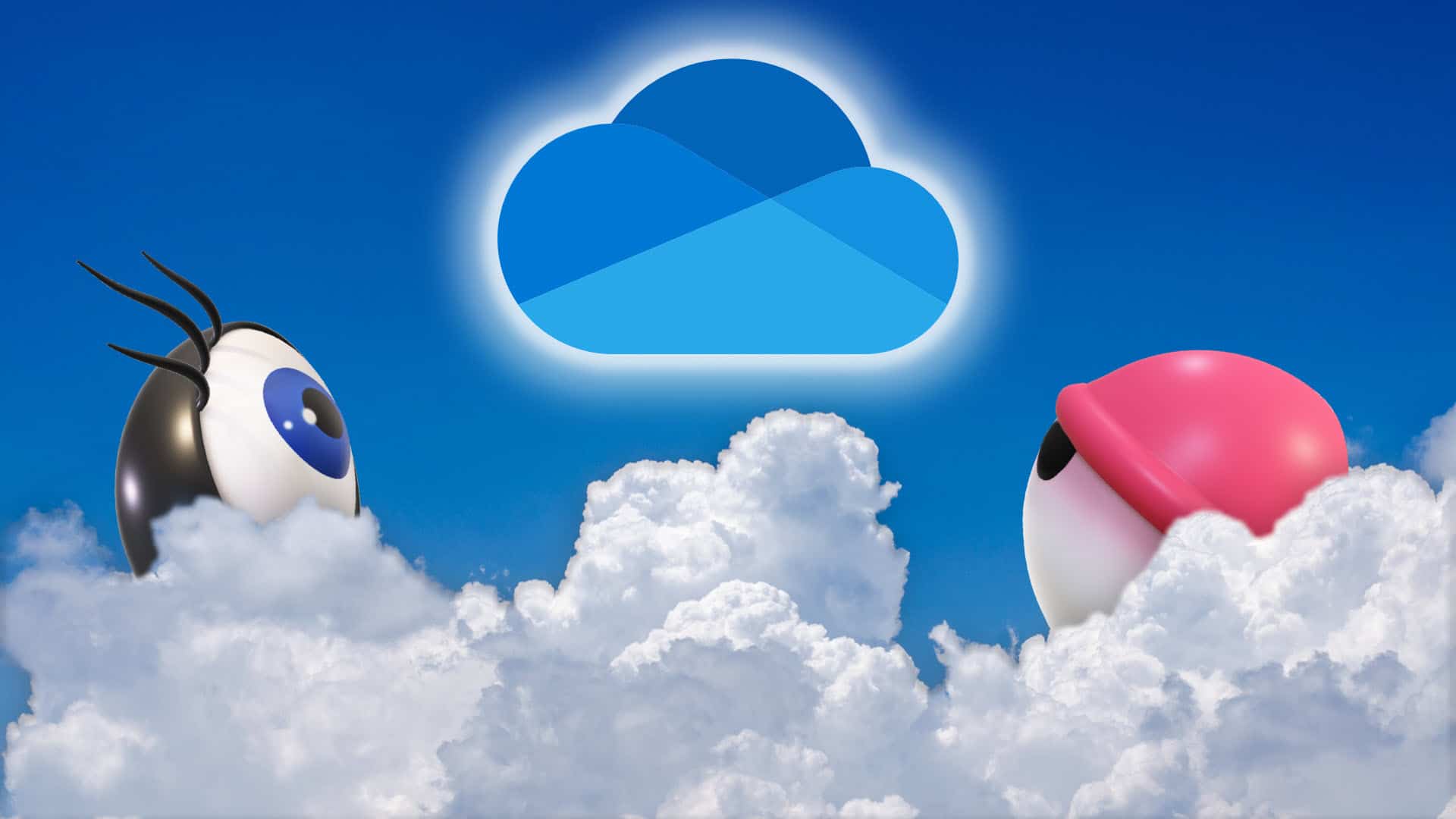 OneDrive who can see - showing OneDrive logo and two eyes peering from clouds