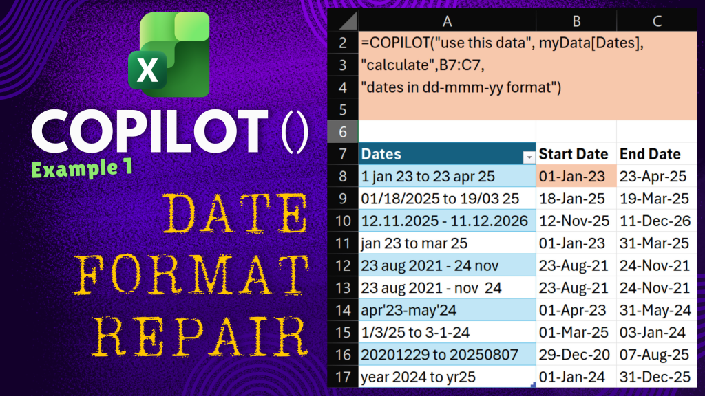 Fix ANY Date Format in Excel with Copilot Function – no Power Query – no Macros!